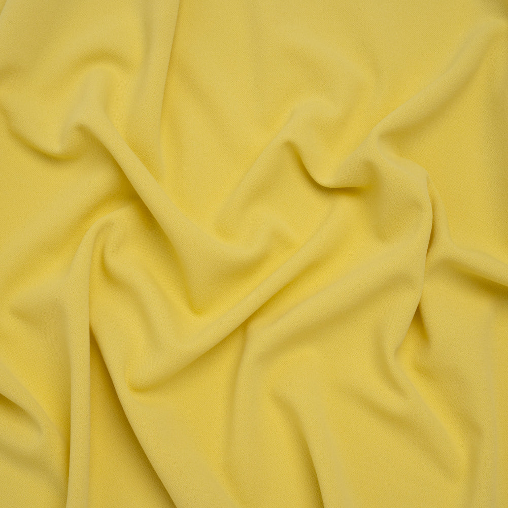 Stretch Polyester Crepe Double Knit - Lemon Yellow - Designer Deadstock