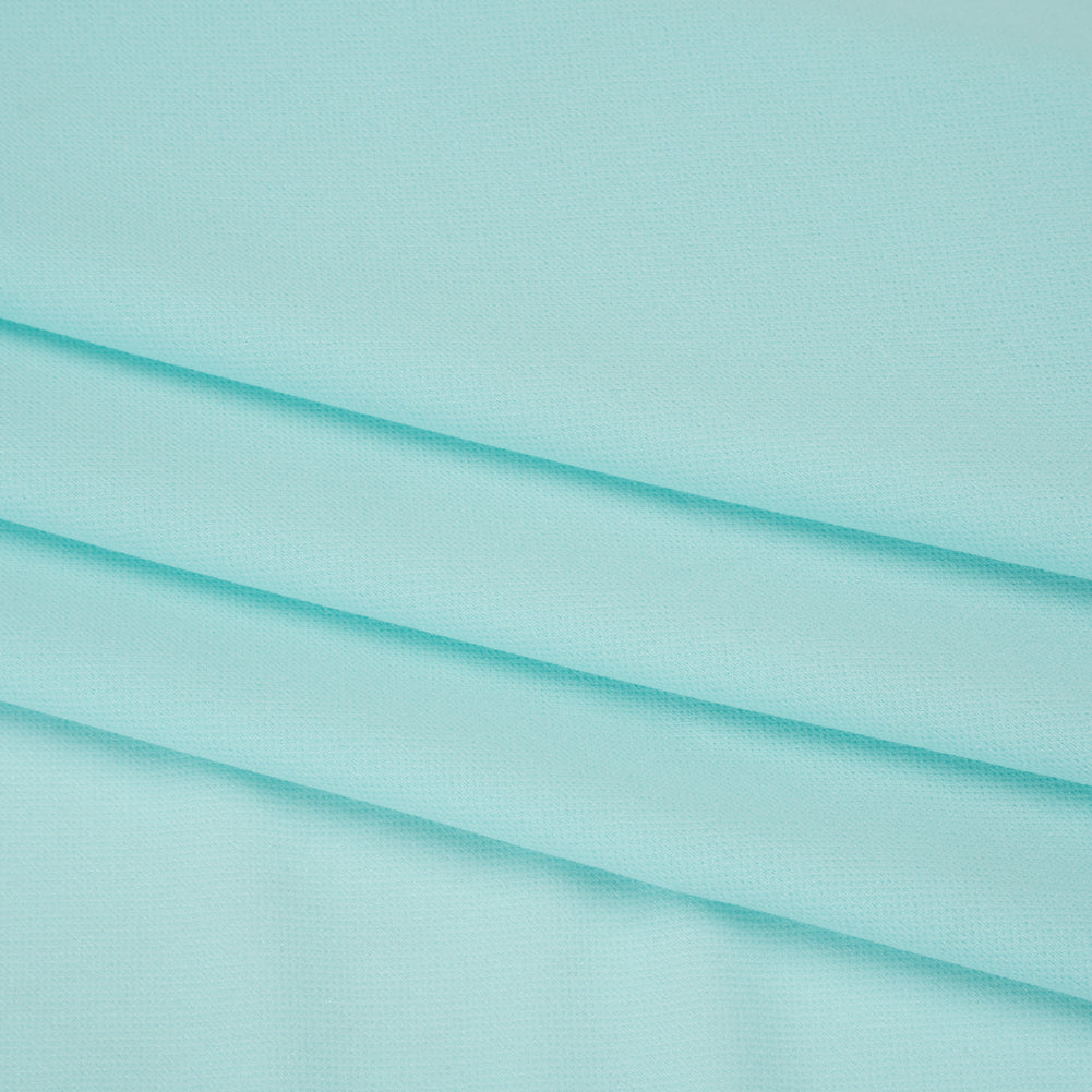 Lightweight Polyester Crepe Knit - Aqua Blue - Designer Deadstock