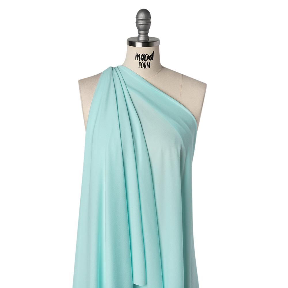 Lightweight Polyester Crepe Knit - Aqua Blue - Designer Deadstock