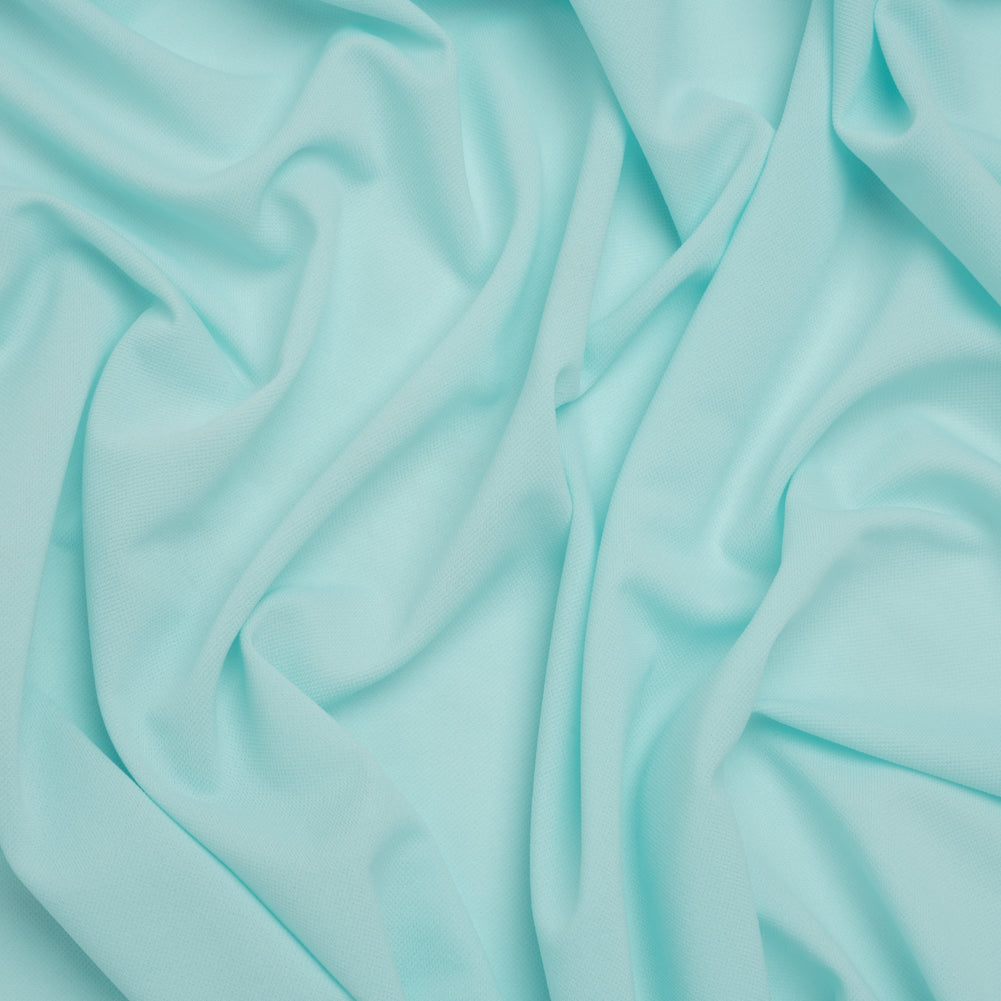 Lightweight Polyester Crepe Knit - Aqua Blue - Designer Deadstock