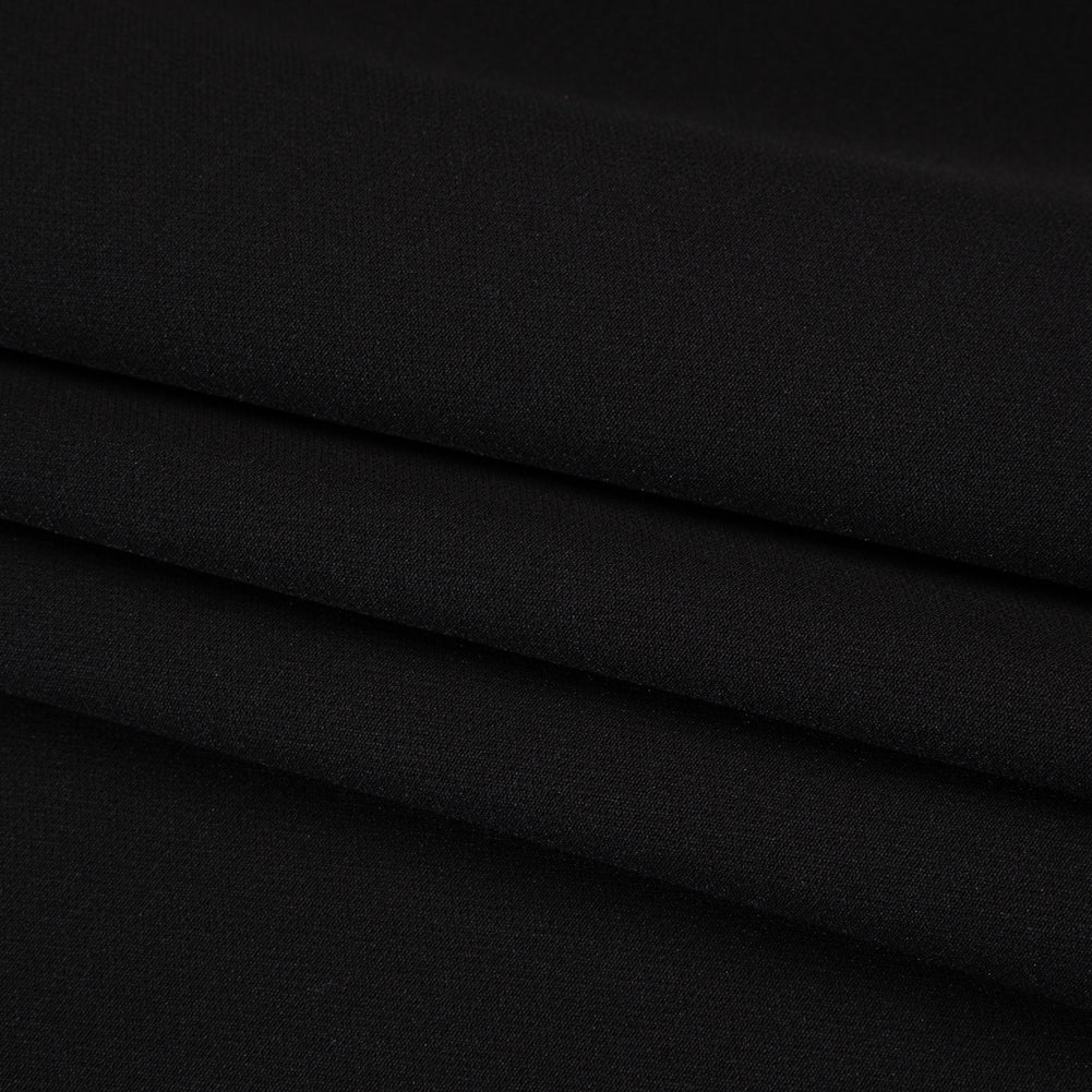 Smooth Stretch Polyester Crepe - Black - Designer Deadstock