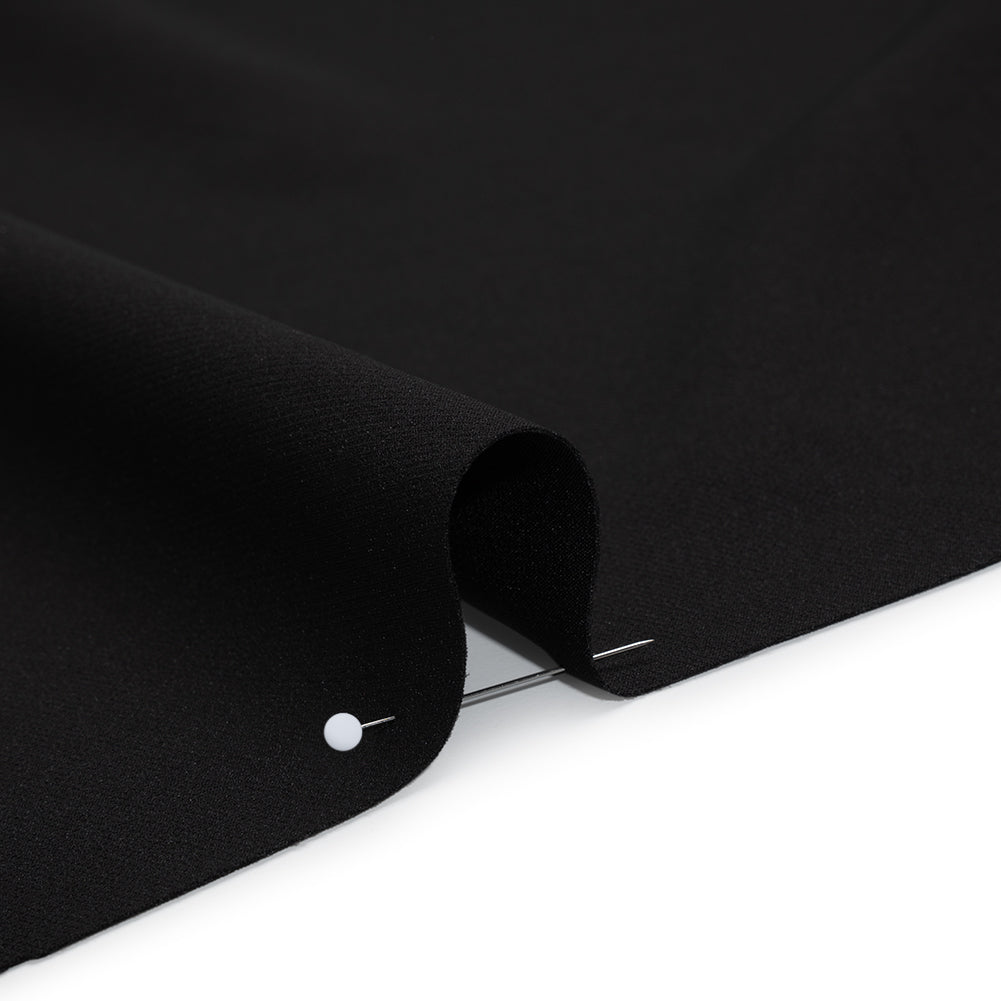 Smooth Stretch Polyester Crepe - Black - Designer Deadstock