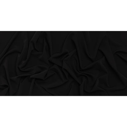 Smooth Stretch Polyester Crepe - Black - Designer Deadstock