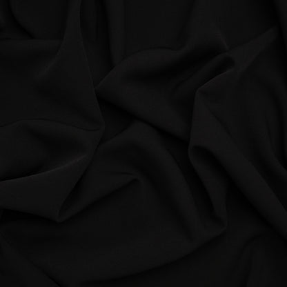 Smooth Stretch Polyester Crepe - Black - Designer Deadstock