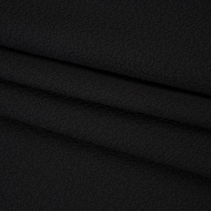 Stretch Polyester Seersucker - Black - Designer Deadstock