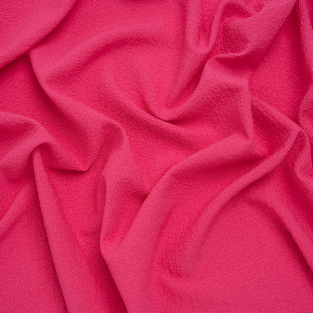 Stretch Polyester Seersucker - Hibiscus Pink - Designer Deadstock