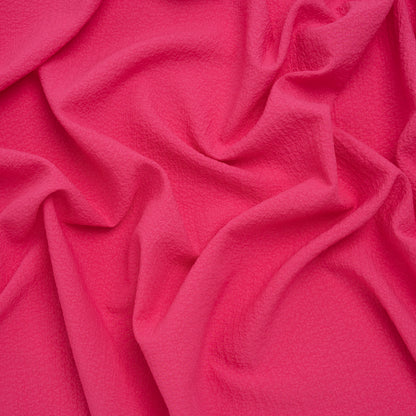 Stretch Polyester Seersucker - Hibiscus Pink - Designer Deadstock