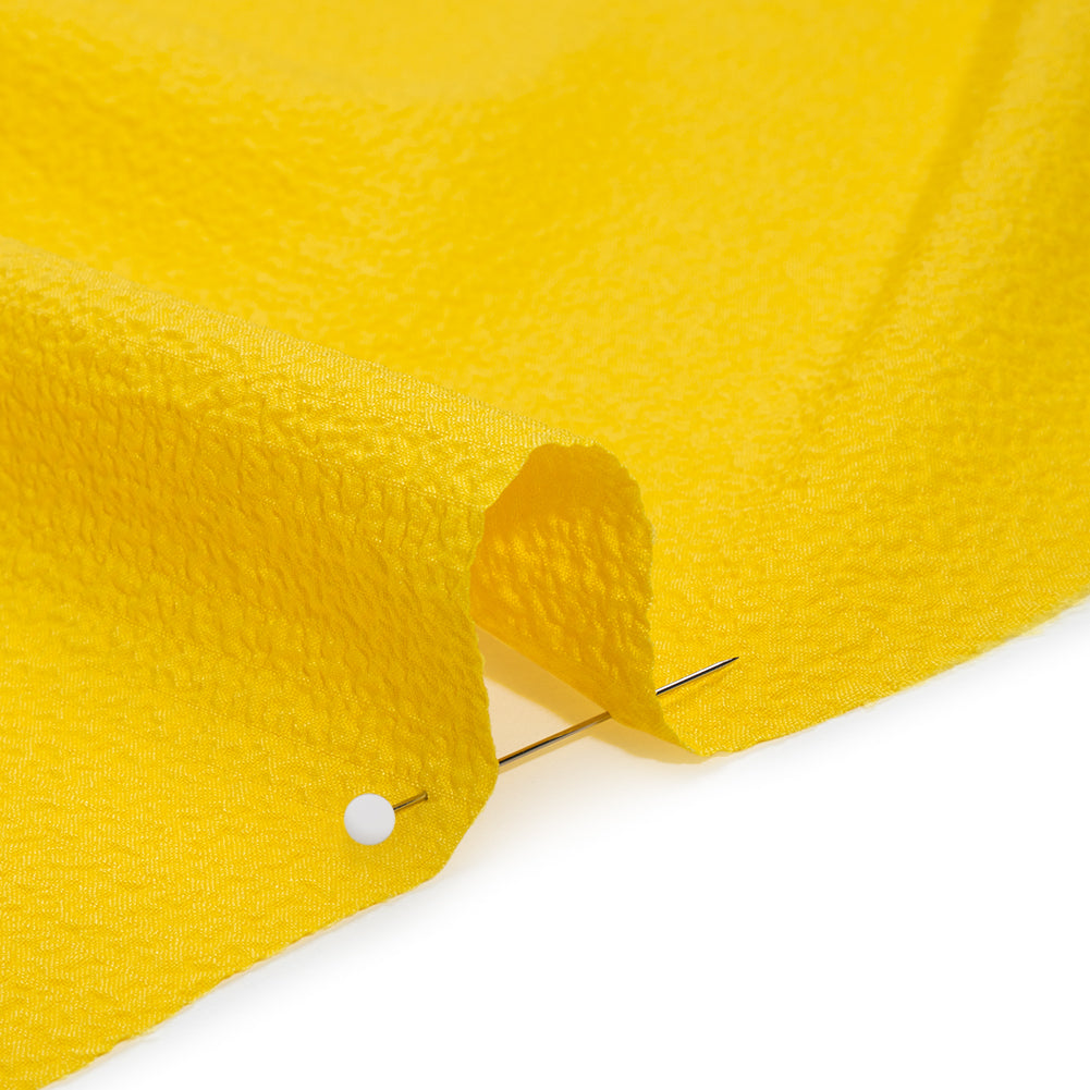 Stretch Polyester Seersucker - Sun Yellow - Designer Deadstock