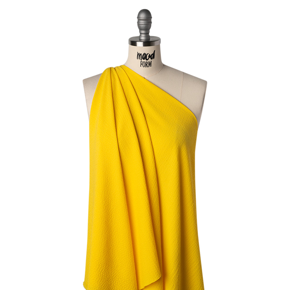 Stretch Polyester Seersucker - Sun Yellow - Designer Deadstock