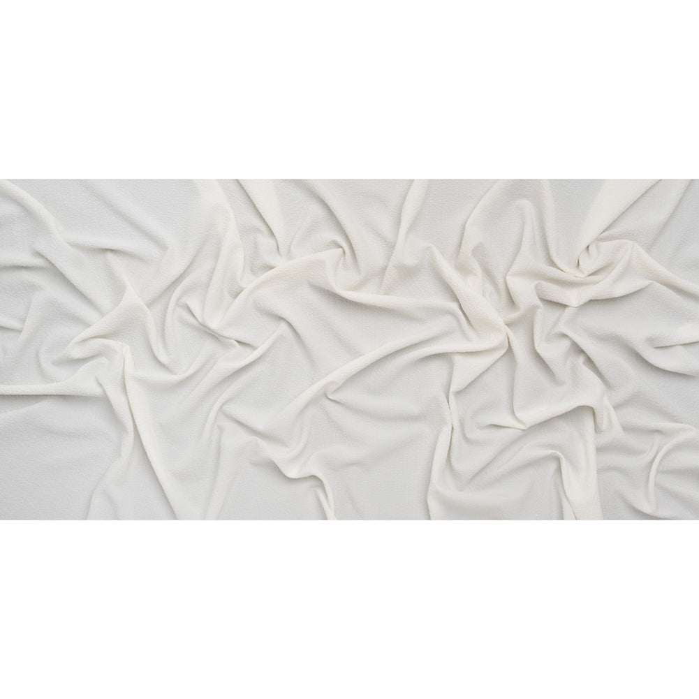 Stretch Polyester Seersucker - Cream - Designer Deadstock