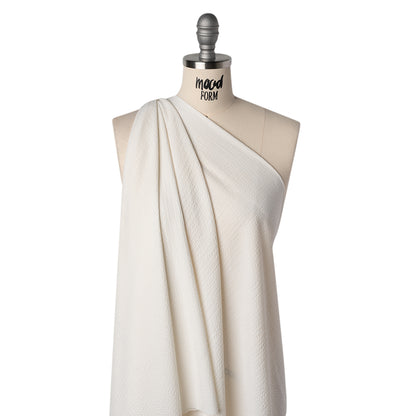 Stretch Polyester Seersucker - Cream - Designer Deadstock