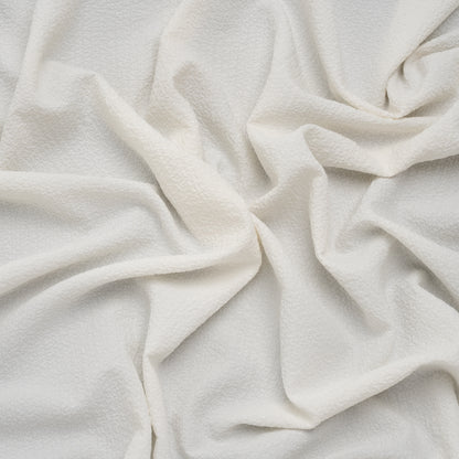Stretch Polyester Seersucker - Cream - Designer Deadstock