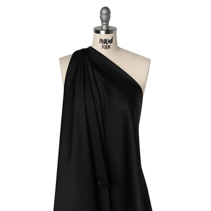 Satin Faced Polyester Crepe - Black - Designer Deadstock