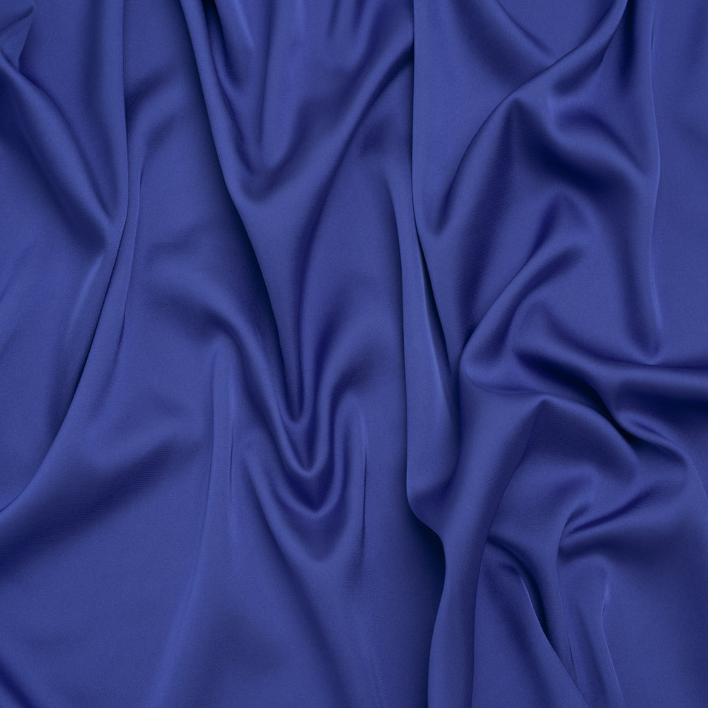 Stretch Polyester Charmeuse - Blue - Designer Deadstock