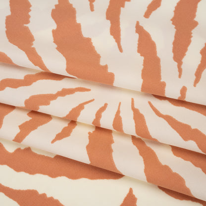 Stretch Polyester Crepe de Chine Print - Bone and Clay Abstract Stripe Bursts - Designer Deadstock