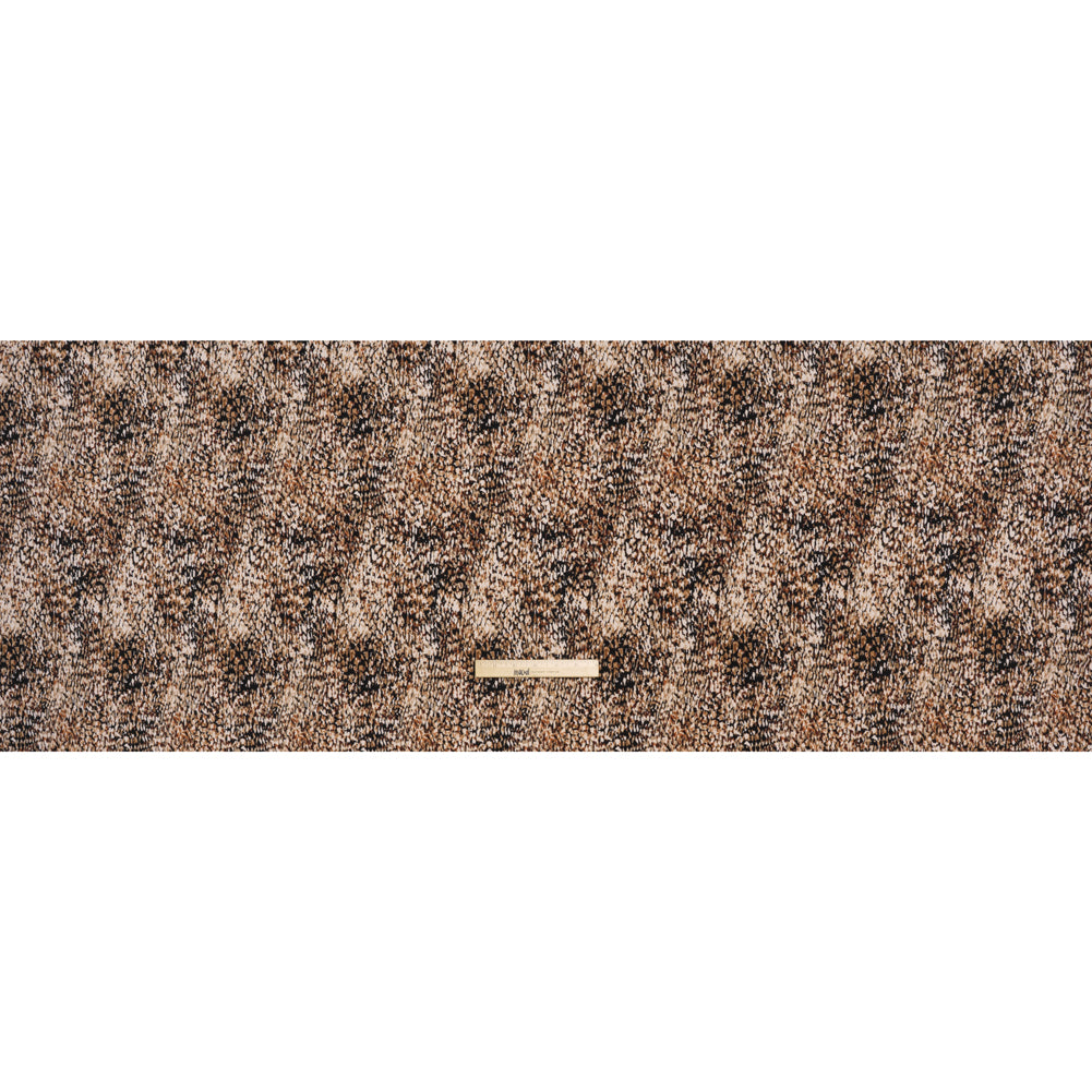 Stretch Polyester Tricot Print - Beige, Brown and Black Abstract Spots - Designer Deadstock