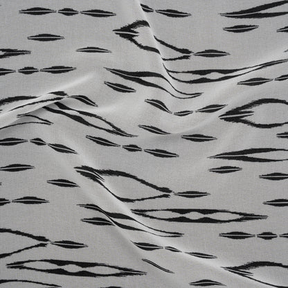 Polyester Chiffon Print - Black and White Ikat Skinny Diamonds - Designer Deadstock