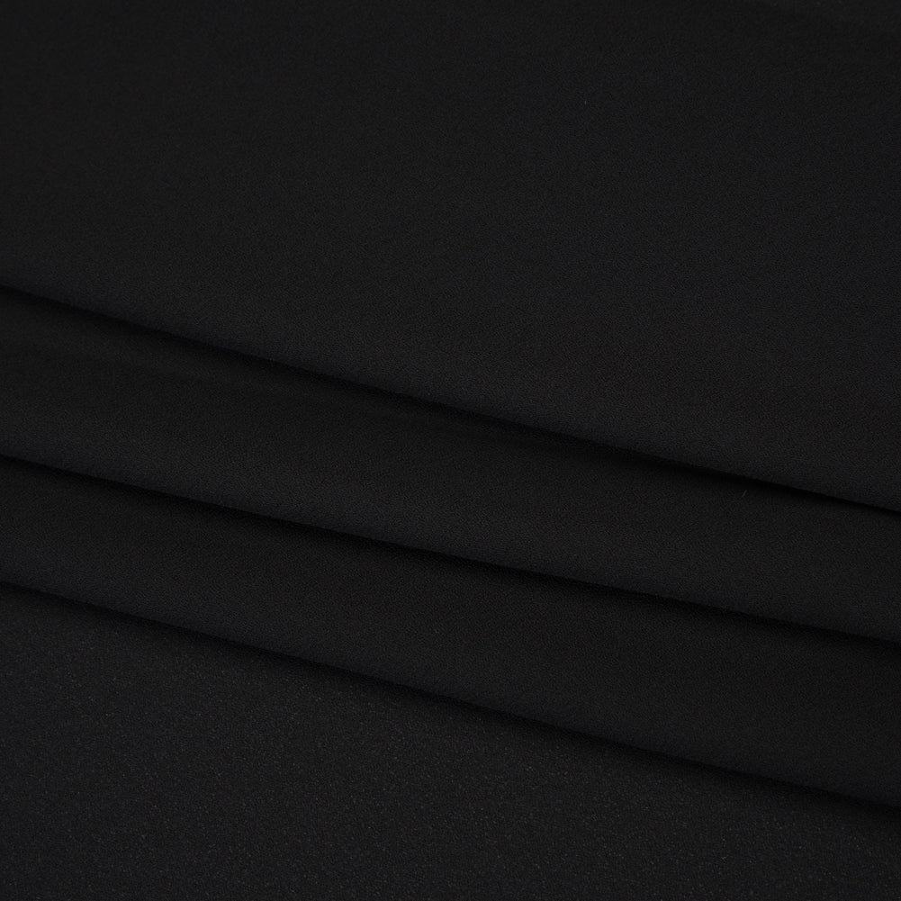 Fluid Polyester Crepe - Black - Designer Deadstock