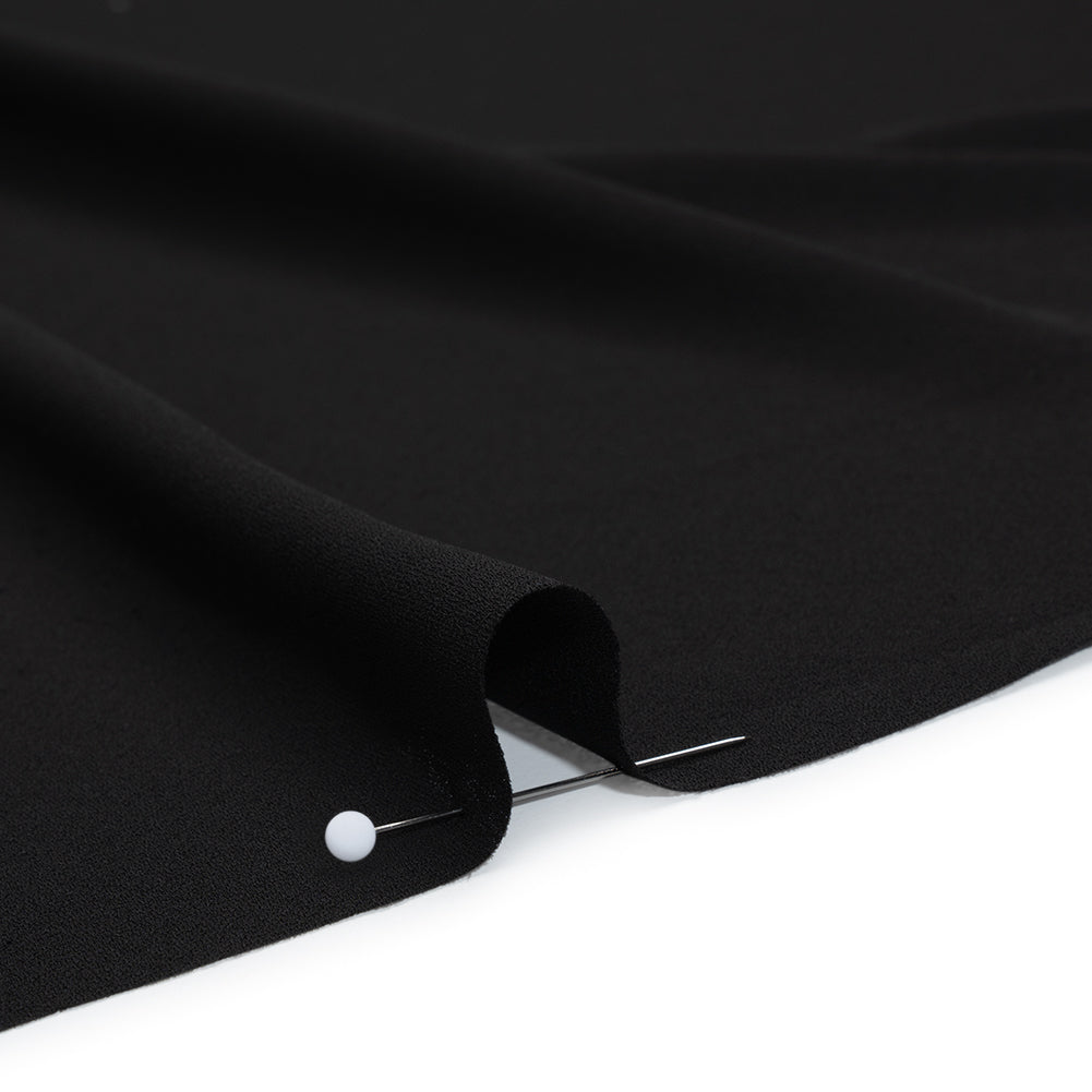 Fluid Polyester Crepe - Black - Designer Deadstock