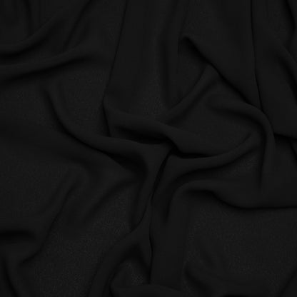 Fluid Polyester Crepe - Black - Designer Deadstock