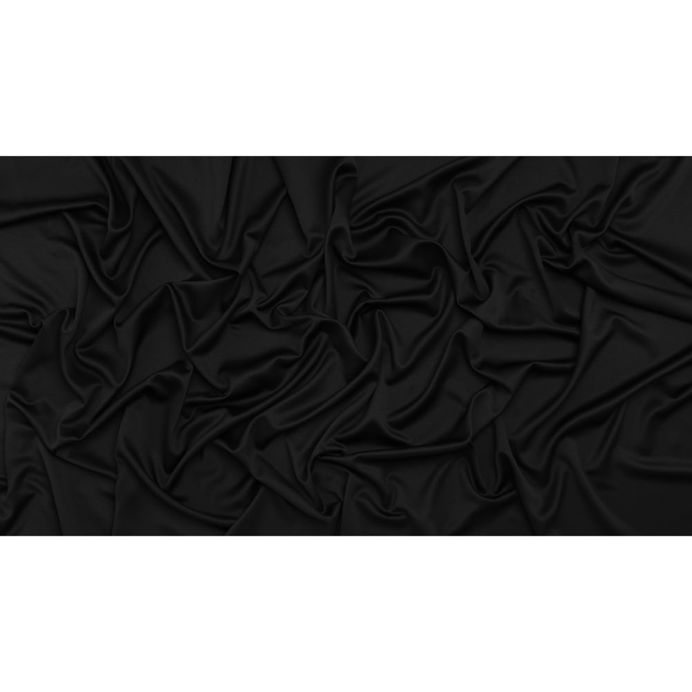 Stretch Polyester Charmeuse - Black - Designer Deadstock