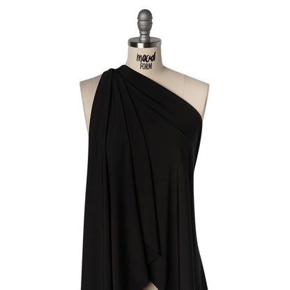 Stretch Polyester Tricot - Black - Designer Deadstock