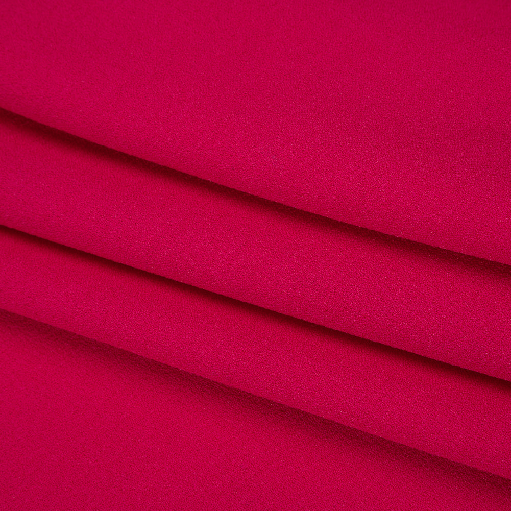 Stretch Polyester Crepe - Deep Pink - Designer Deadstock