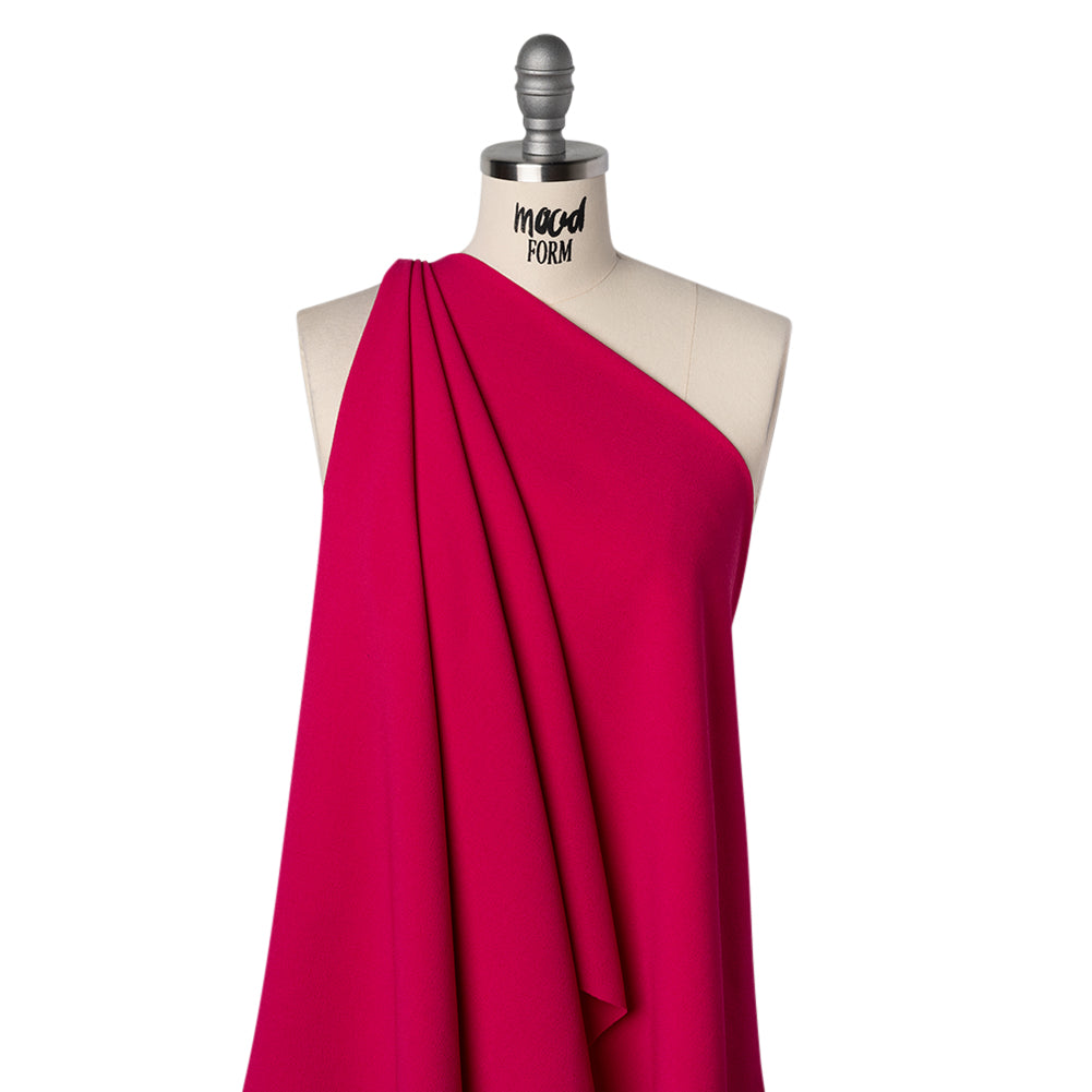 Stretch Polyester Crepe - Deep Pink - Designer Deadstock