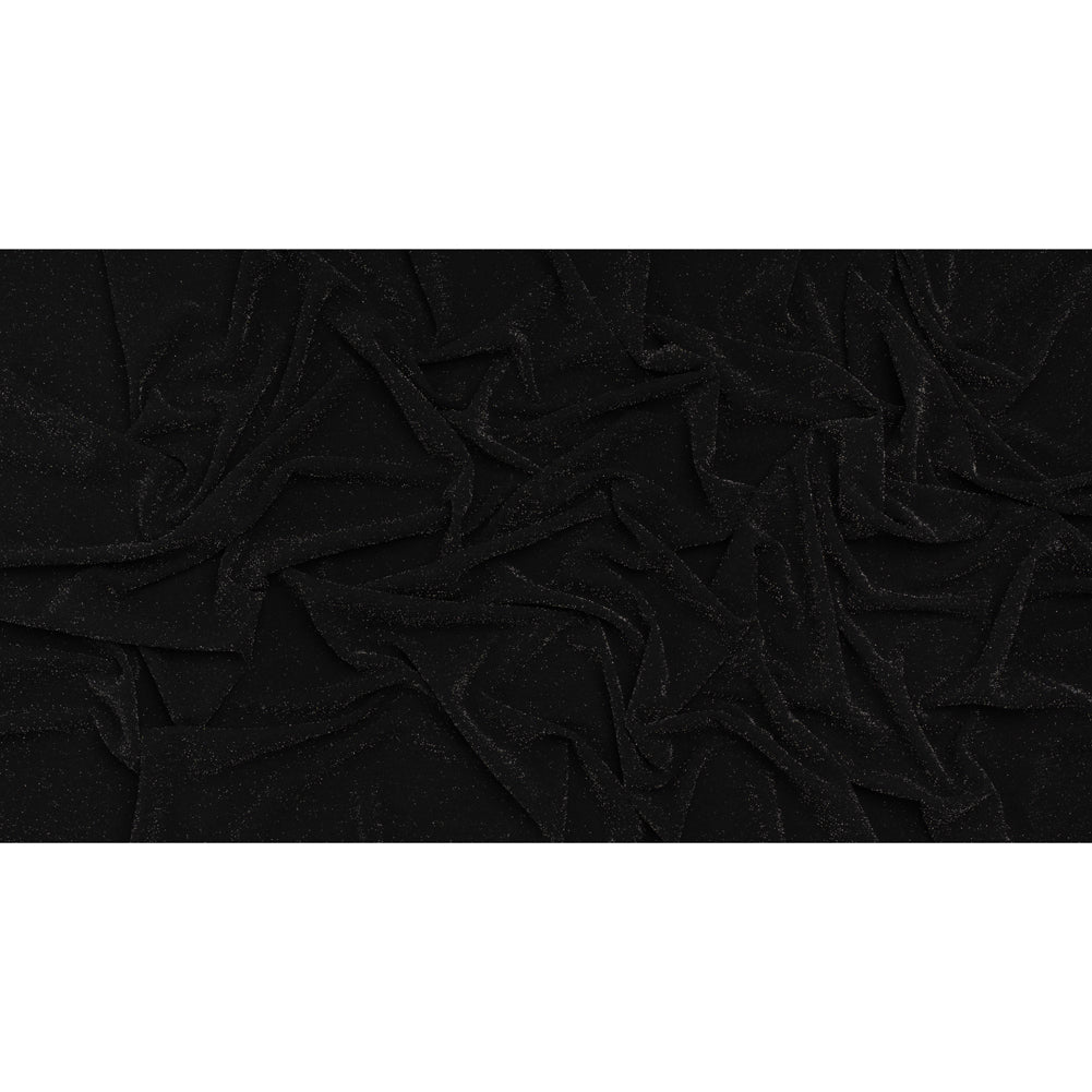 Metallic Stretch Polyester Crepe Knit - Black and Silver - Designer Deadstock