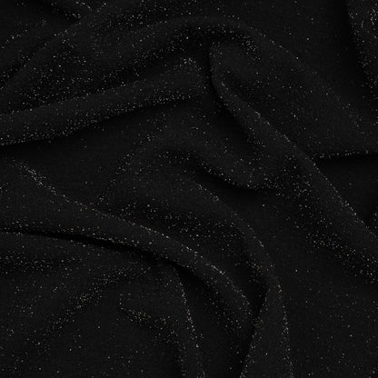 Metallic Stretch Polyester Crepe Knit - Black and Silver - Designer Deadstock