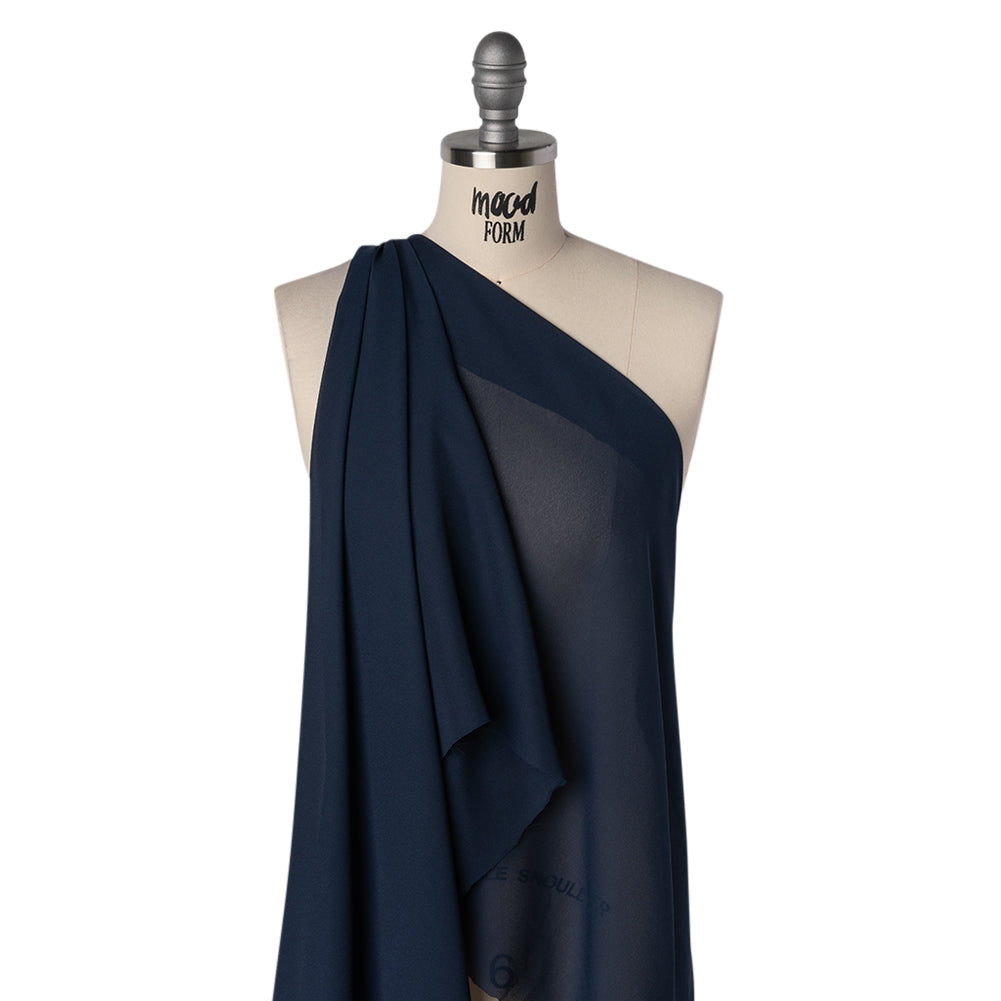 Polyester Chiffon - Navy Blue - Designer Deadstock Drape