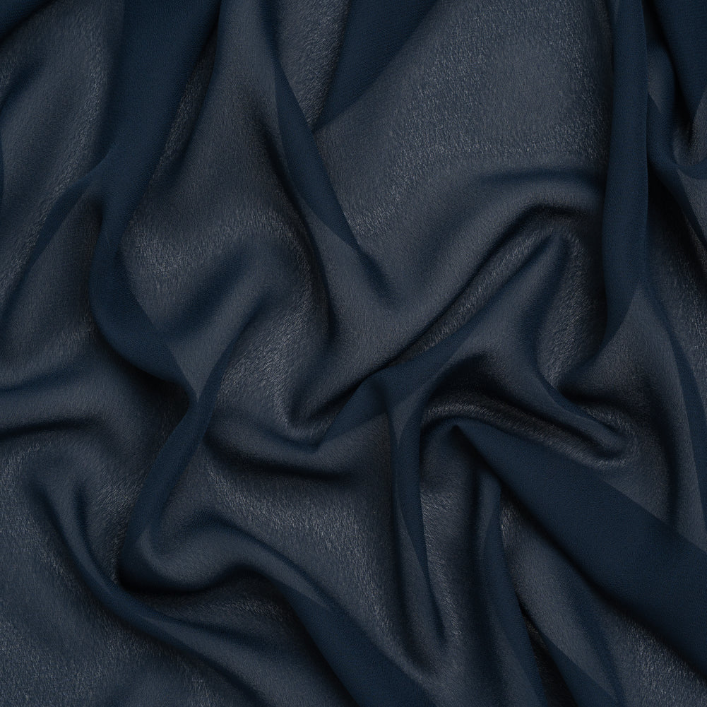 Polyester Chiffon - Navy Blue - Designer Deadstock