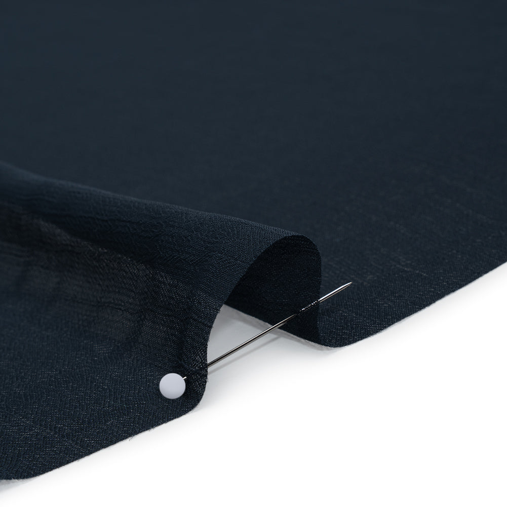 Crinkled Polyester Chiffon - Navy - Designer Deadstock