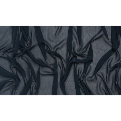 Crinkled Polyester Chiffon - Navy - Designer Deadstock
