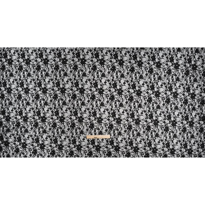 Polyester Raschel Lace - Black Flowers and Ribbons - Designer Deadstock