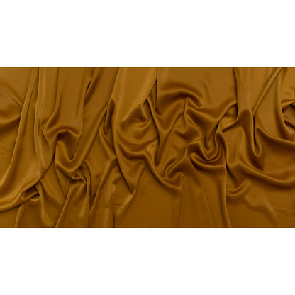 Stretch Polyester Satin - Cognac Brown - Designer Deadstock