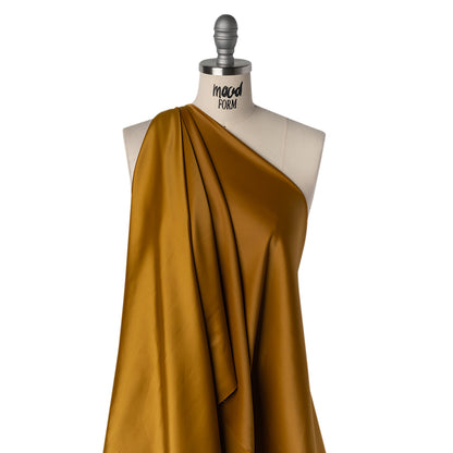 Stretch Polyester Satin - Cognac Brown - Designer Deadstock