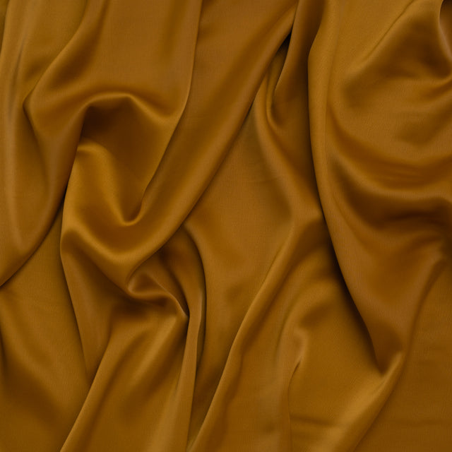 Stretch Polyester Satin - Cognac Brown - Designer Deadstock
