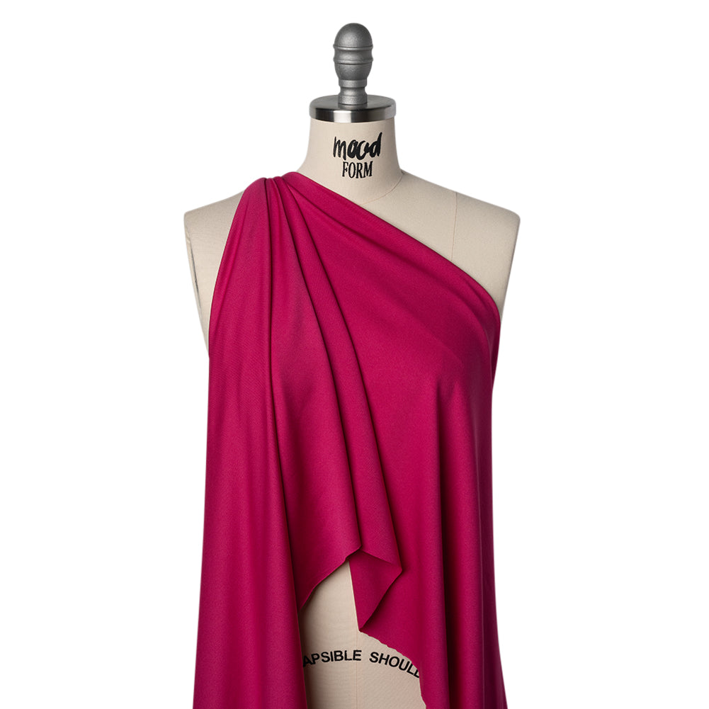 Stretch Polyester Crepe Knit - Magenta - Designer Deadstock