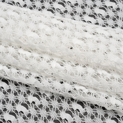 Polyester Crochet Lace - White Webs and Bars - Designer Deadstock