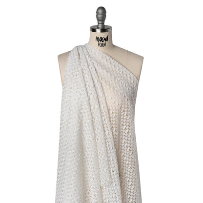 Polyester Crochet Lace - White Webs and Bars - Designer Deadstock