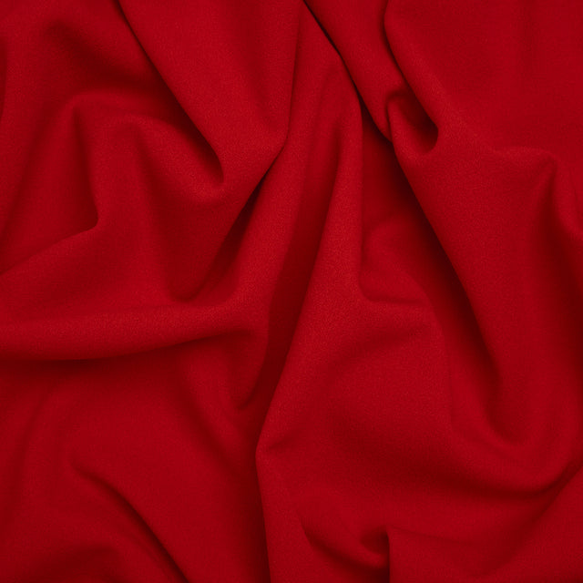 Stretch Polyester Crepe Double Knit - Red - Designer Deadstock