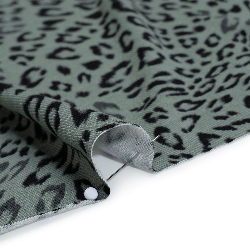 Stretch Viscose Jersey Print - Steely Blue-Gray and Black Animal Print - Designer Deadstock