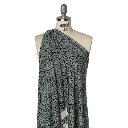 Stretch Viscose Jersey Print - Steely Blue-Gray and Black Animal Print - Designer Deadstock