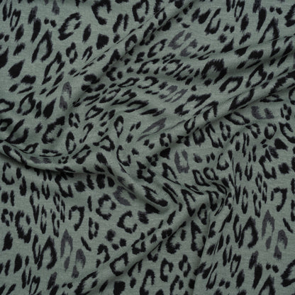 Stretch Viscose Jersey Print - Steely Blue-Gray and Black Animal Print - Designer Deadstock