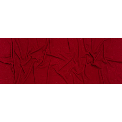 Textured Jacquard Double Knit with Glitter - Silver and Red Diamonds and Rays - Designer Deadstock