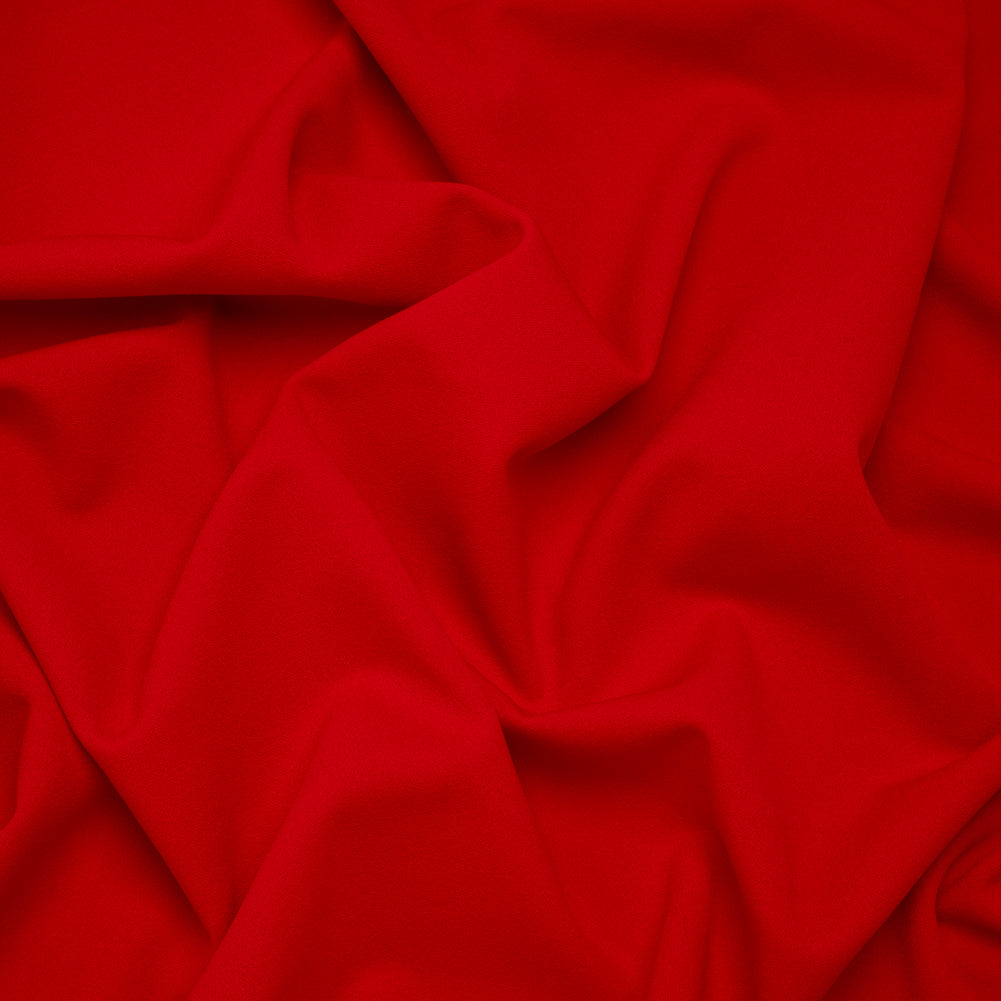 Stretch Polyester Crepe Double Knit - Flame Scarlet - Designer Deadstock