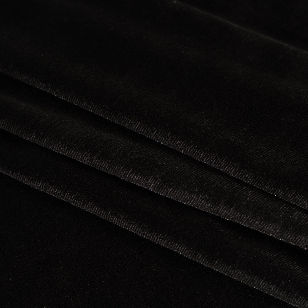 Stretch Polyester Velour - Warm Black - Designer Deadstock