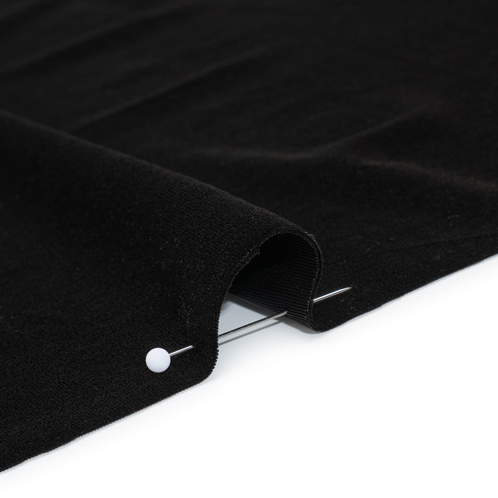 Stretch Polyester Velour - Warm Black - Designer Deadstock