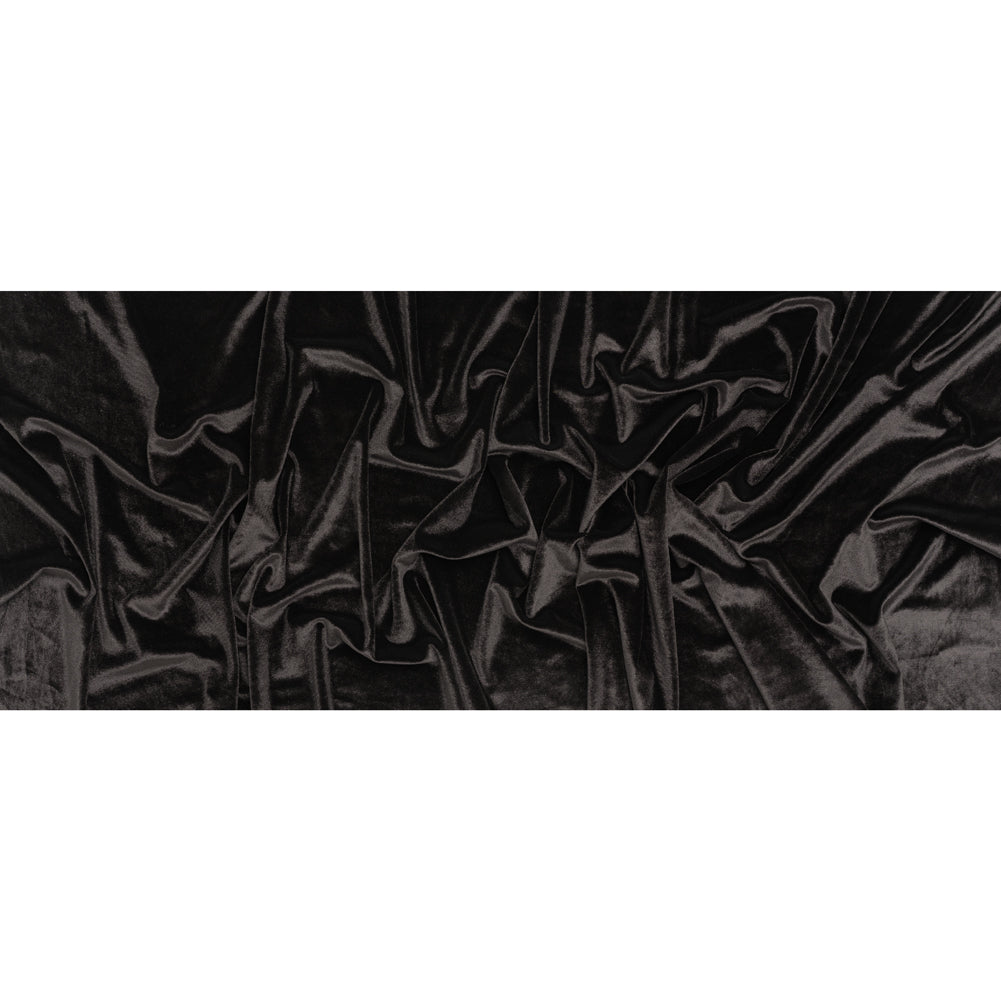 Stretch Polyester Velour - Warm Black - Designer Deadstock